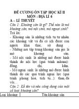 Đề cương ôn tập học kì II môn Địa lí Lớp 6